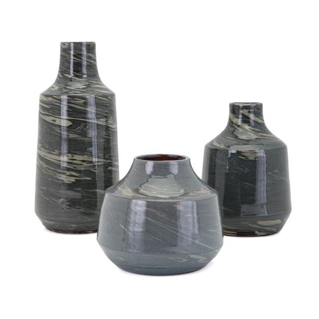 IMAX 15262-3 Vases de Stuart&44; Vert - Lot de 3