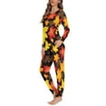 thumbnail image 2 of FKELYI Fall Maple Leaves Women Pajama Size 4XL Thanksgiving Polyester Pajamas for Women Long Set of 2 Breathable Holiday Pajamas for Women, 2 of 5