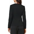 thumbnail image 3 of INSPIRE CHIC Elegant Work Blazer for Women's Collarless Button Down Long Sleeve Peplum Jackets M Black, 3 of 6