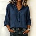 thumbnail image 2 of BLVB Button down Shirts for Women 3/4 Sleeve Tops V Neck Collared Office Blouses Dressy Casual Outfits, 2 of 7
