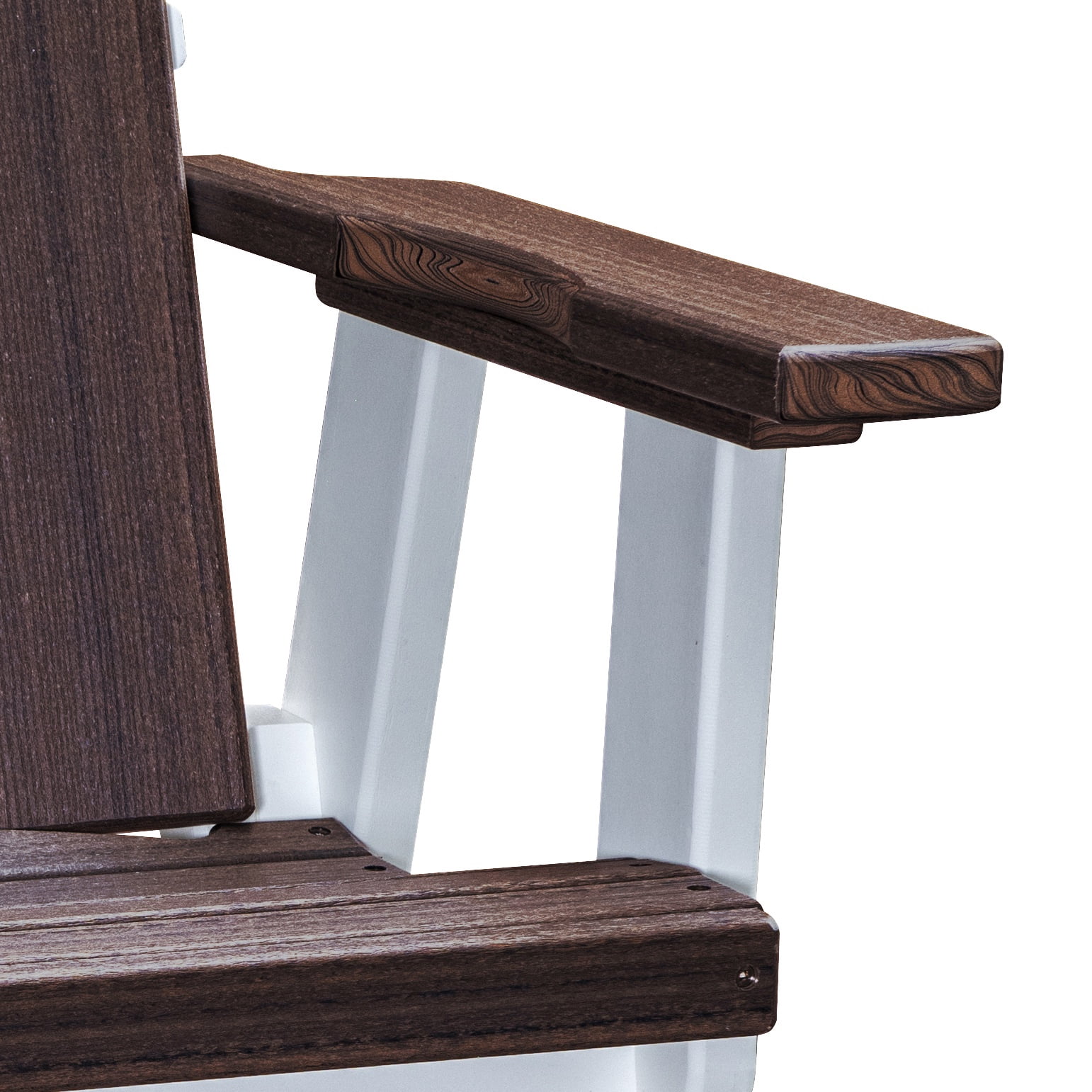 American Furniture Classics Model 416BZWT-K Brandon Balcony Height Double Glider with Center Table in Brazilian Walnut on a White Base