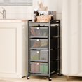 thumbnail image 1 of Andvari Slim Rolling Storage Cart with Pull-Out Basket, Metal Wire Shelf for Kitchen Vegetables, 1 of 11