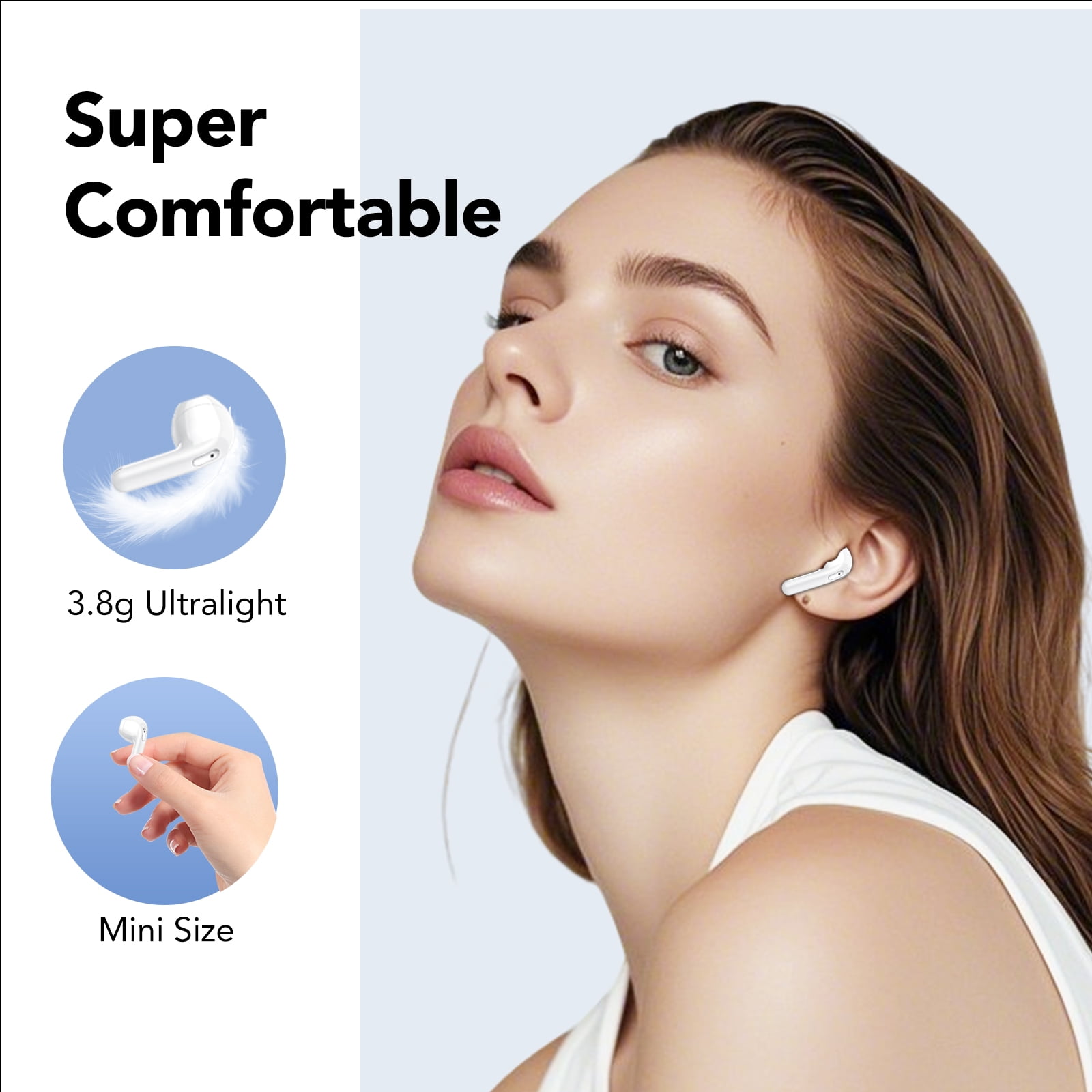 Wireless Earbuds, Bluetooth 5.4 Headphones in Ear buds, HiFi Stereo Wireless Earphones with 4 ENC Noise Cancelling Mics, 40H Wireless Headphones with IP7 Waterproof, LED Display USB C, Mini Ultraligh thumbnail 6