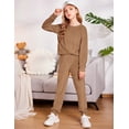 thumbnail image 4 of Arshiner Girls 2 Piece Velour Outfit Athletic Sweatsuits Set Kids Sweatshirts & Sweatpants Tracksuits Set, 4 of 6