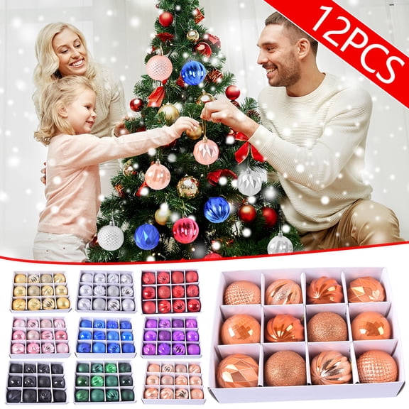 Floleo Christmas Balls 12Pcs Ornaments For Xmas Christmas Tree - Mini Shatterproof Christmas Tree Decorations Hanging Ball For Holiday Wedding Party Decoration
