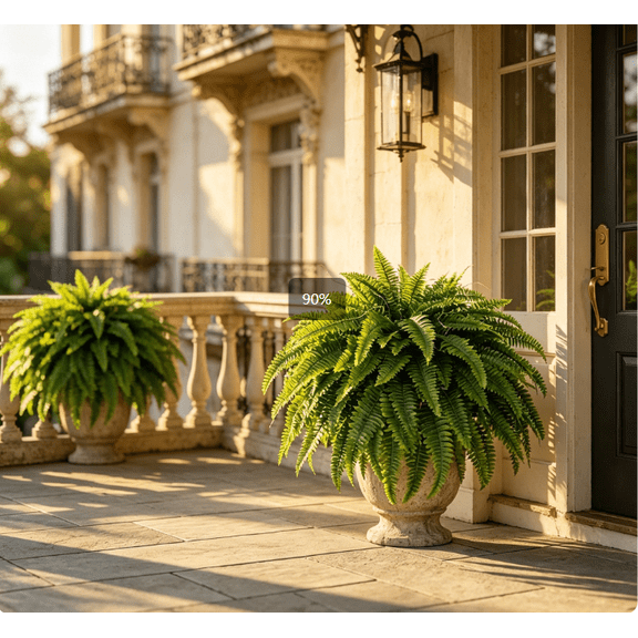 2 Pack Large Artificial Boston Ferns for Outdoors,UV Resistant 31 inch Lush Faux Ferns , Realistic Fake Hanging Plants for Front Porch Planter Patio Garden Decor