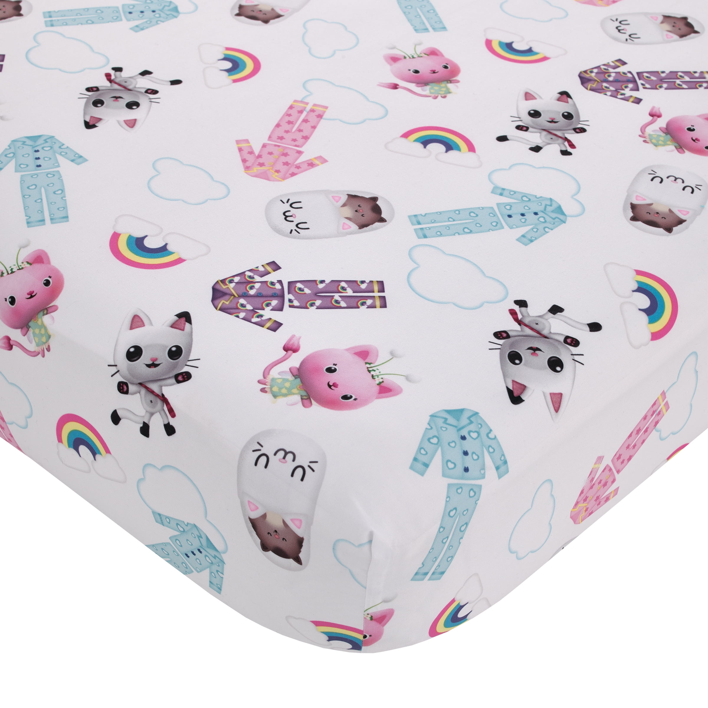 DreamWorks Gabby's Dollhouse Dream It Up 4 Piece Toddler Bed Set, Pink, Purple, Comforter, Top Sheet, Fitted Sheet, Pillowcase