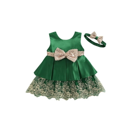 

Toddler Baby Girl Princess Party Tulle Dress Outfit Lace Hem Evening Birthday Ball Gown with Headband Fancy Dress
