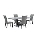 thumbnail image 3 of New Classic Furniture Lyra 5-Piece Wood Dining Table Set in Gray, 3 of 14