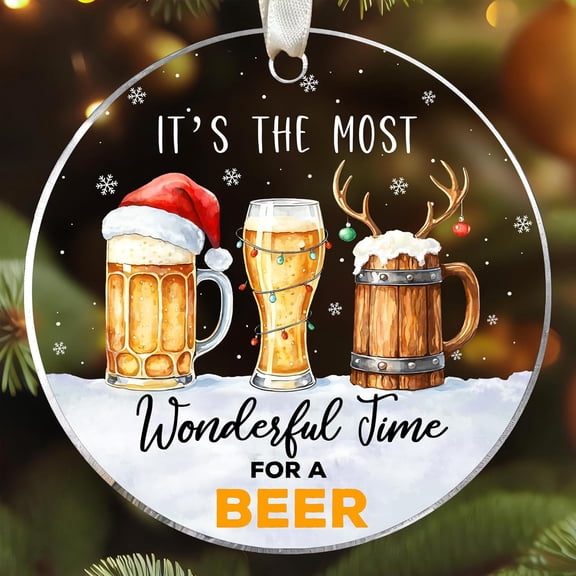 Beer Ornaments for Tree, Drink Ornaments for Men Women - Gifts for Beer Lovers, Drinks Themed Gifts - Acrylic Christmas Ornament 2025