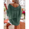 thumbnail image 3 of Mint Plus Pink - Women's V Neck Waffle Knit Shirts | 6 Colors & 6 Sizes | Off-Shoulder Tops teal-m, 3 of 3