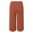 thumbnail image 4 of felwors Wide Leg Capri Pants for Women Plus Size Cotton Linen Bermuda Shorts Casual Summer Cropped Lounge Trousers Beach Pant (Brown, XL), 4 of 4