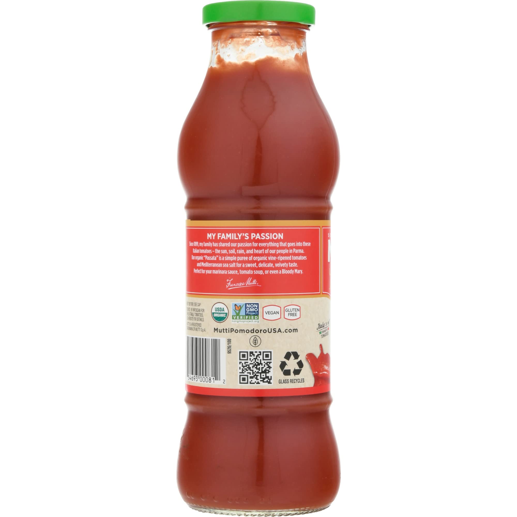 Mutti Organic Tomato Puree, 19.7oz, Pack of 6