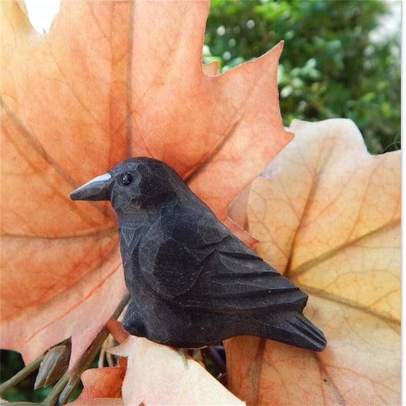 Crow Figurine Statue Set of 3 Black Bird Sculptures Hand Painted Resin Miniature Decor for Garden Desk Decoration Collectible Art
