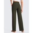 thumbnail image 3 of Pantalones CRZ YOGA Butterluxe de tiro alto, pierna ancha, color oliva, talla M, 3 of 6