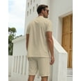 thumbnail image 5 of BUYJYA 2 Pieces Men's Tracksuit Casual Quarter Zip Shirt and Shorts Set for Beach Strolls Tennis Golf, 5 of 6