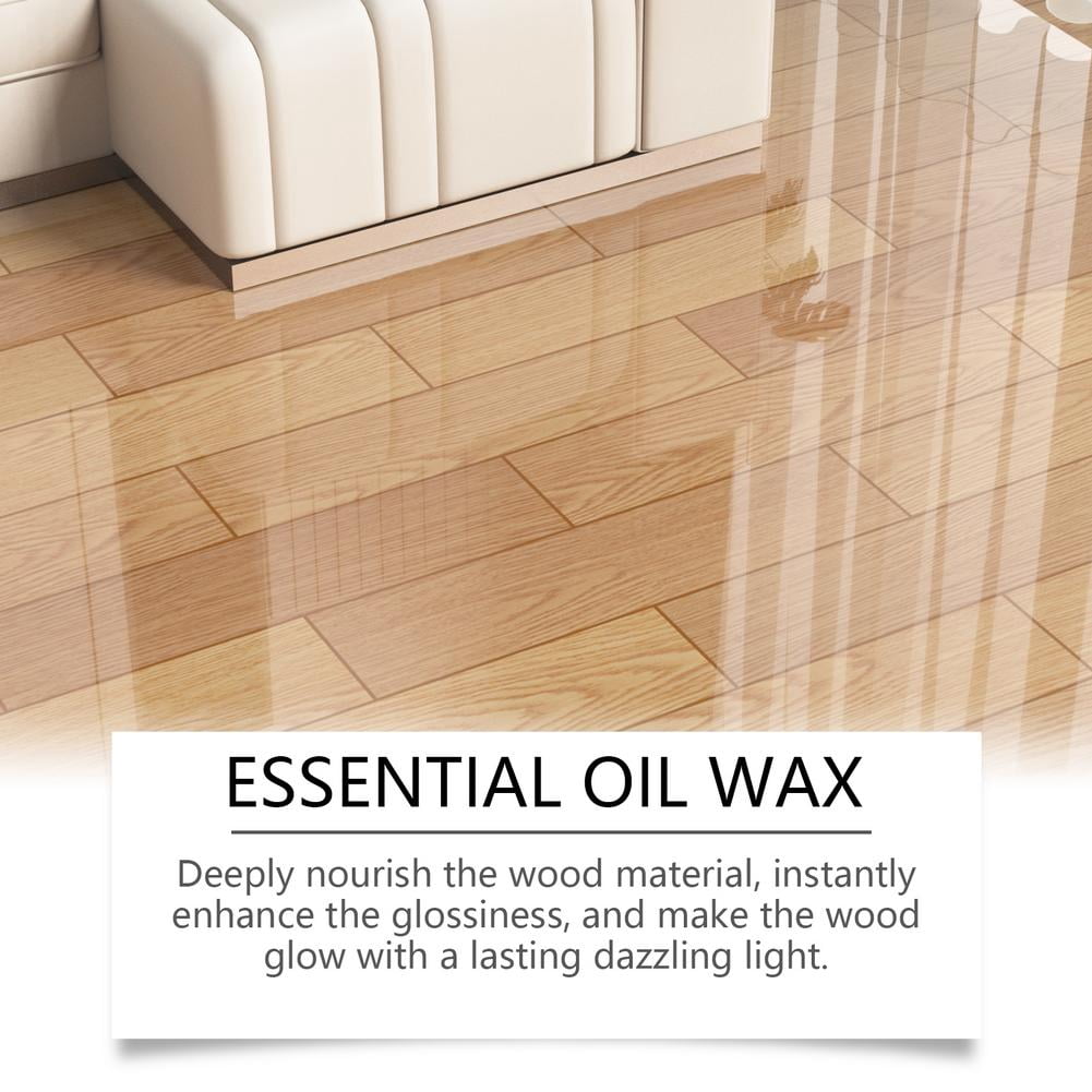 Beeswax Wood Floor Polish Spray with Sponge & Towel, Essential Oil Wood Care Wax for Hardwood Floors Furniture Cabinets, Shine Restorer and Protective Cleaner