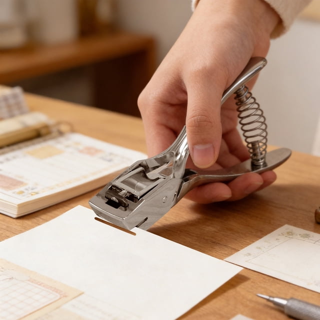 Klonfd Efficient Desktop Hole Punch For And Crafting — Precise Hole Alignment 2 Hole Punch With Jam Mechanism Spare Included Steel Build
