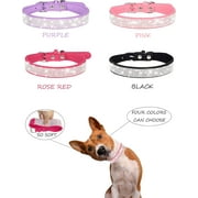 Rhinestone Dog Collar for Small Medium Large Dogs, Adjustable Leather Suede Bling Dog Collars,Diamond Bow Tie Puppy Collars for Boy and Girl.