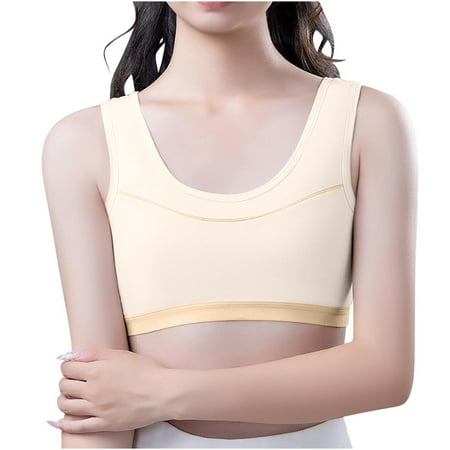 Gnurob Training Bras for Girls 12-15 Sports Seamless Bra Thin Bralette Comfortable Breathable Bralettes for Teens Clearance Deals 01-Yellow Medium