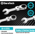 thumbnail image 5 of Stubby Flex-head Ratcheting Combination Wrench Set, Metric, 12-piece, 8-19mm, CR-V Steel, with Pouch, 5 of 7