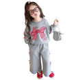 thumbnail image 6 of XXWXYD Toddler Girl Clothes 2 Piece Outfit Bow Long Sleeve Crewneck Pullover Top Wide Leg Pants Kids Cute Loose Clothing Set, 6 of 7