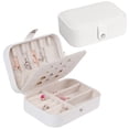 thumbnail image 1 of Jewelry Box Faux Leather: Earrings Organizer Case Vanity Storage Box with Mirror, 1 of 9