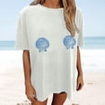 thumbnail image 2 of Bibifish Womens Tee Tops Casual Daily Print Fashion Soft Comfy Drop Shoulder Short Sleeve Tee Tops Daily Wear Commute Summer Going Out Beach Wear Tops, 2 of 4