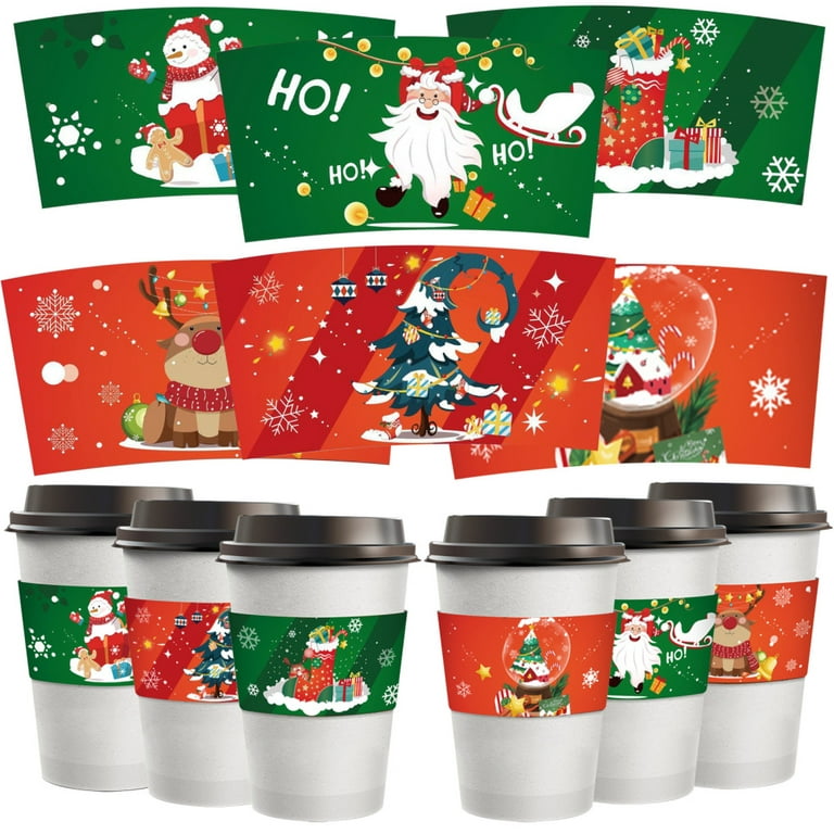 24pcs Christmas Disposable Coffee Cups with Lids 16oz