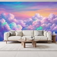 thumbnail image 2 of Enchanted Forest Wallpaper Dreamy Pastel Sky Soft Clouds Rainbow Hues Peel and Stick Wall Murals 69"H x 96"W Removable PVC Wall Paper Self-Adhesive Wall Paintings for Bedroom Living Room, 2 of 7