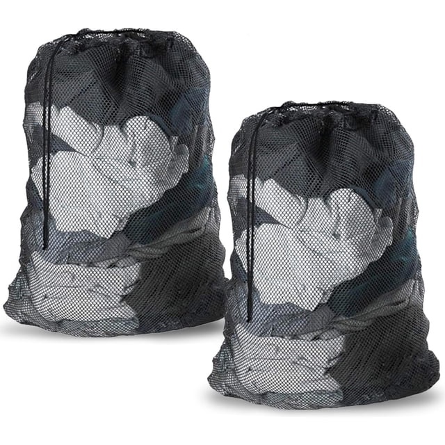 Bolsa De Lavandería De Malla Con Cierre De Cordón, Para Abrigo, Sábana, Lencería (Negro)