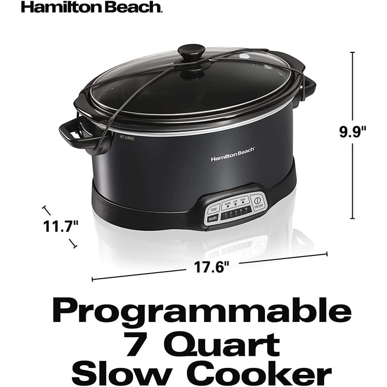 Crock-Pot 7 Quart Portable Programmable Slow Cooker with Timer and Locking  Lid, Stainless Steel