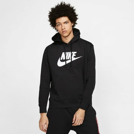 Men's Nike Sportswear Club Logo Pullover Hoodie Color: Black White Size: XXL