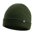 thumbnail image 3 of Fnooota Mens Knit Beanies, Stretch Windproof Solid Color Warm Winter Hats Army Green Size Free Size, 3 of 3