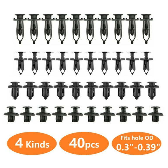 4-Kinds 40pcs Bumper Clips Hood Fender Push Rivets Retainer Fasteners Universal for Honda Toyota Ford Chevrolet GMC BMW Mercedes-Benz