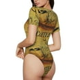 thumbnail image 3 of Lsque Coffee Vintage Women's Crew Neck Short Sleeve Bodysuit Basic T Shirts Tops Onesie Adult Cute Pajama-Medium, 3 of 8