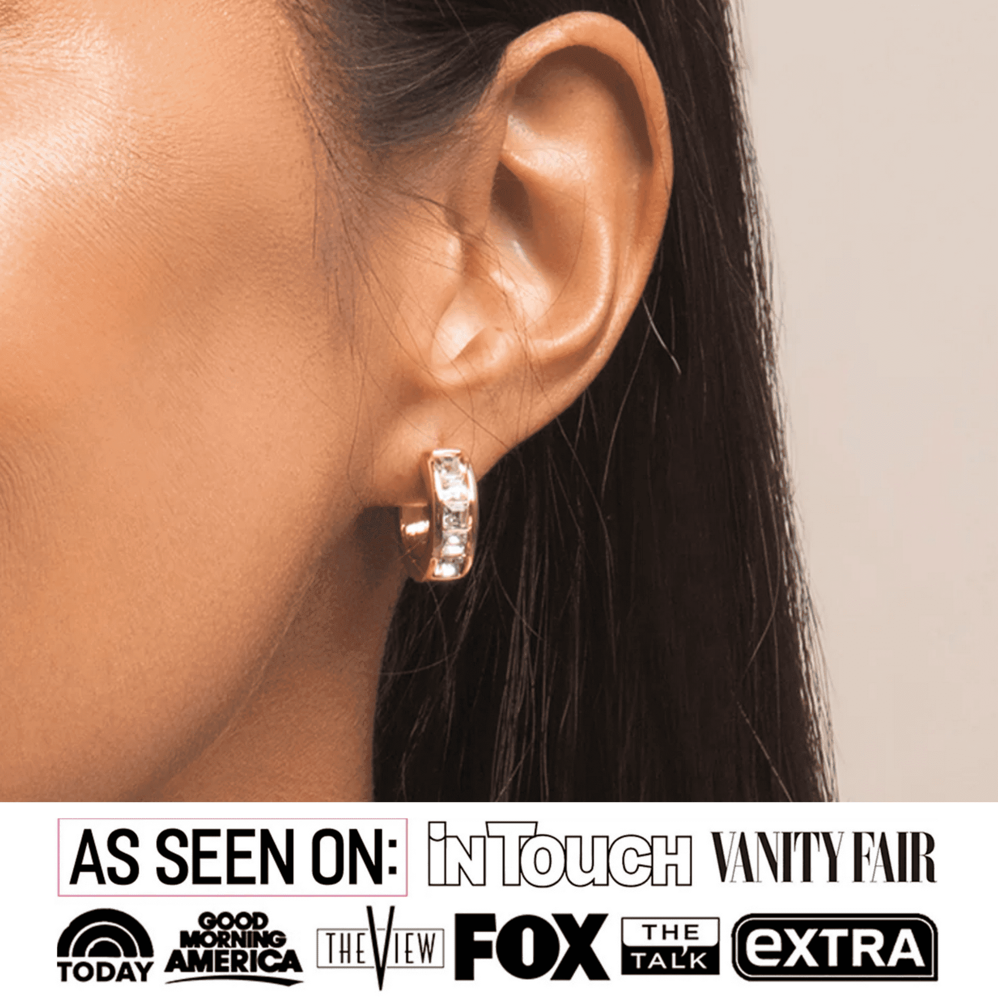 Cate & Chloe Pack of 3 - Giselle 18k White Gold Plated 15mm Hoop Earrings with Swarovski Crystals for Women