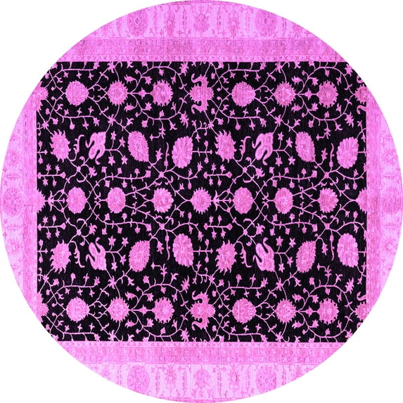 Ahgly Company Indoor Round Oriental Purple Modern Area Rugs, 3' Round