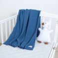 thumbnail image 4 of YIXPOH Organic Ribbed Baby Swaddle Blanket - 100% Soft Cotton Knit for Boys Girls Stroller Cuddle Blanket for Newborns Dark Blue, 4 of 8