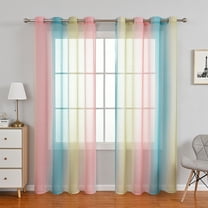 Lapalife Ombre Sheer Curtain 98 Inches Long for Bedroom Living Room 2 Panels Set, Gradient Print Grommet Top Rainbow Voile Window Drapes, 39'''x 98''