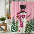 thumbnail image 4 of Pink Snowman Christmas Shower Curtain, Xmas Tree Snowflake Abstract Waterproof Fabric Shower Curtains with 12 Hooks, Bathroom Curtain Set for Bathroom Accessories Decor, 36 x 72 Inches, 4 of 9