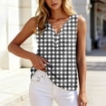 thumbnail image 2 of HappyYEE Women’s Plaid Tank Tops Sleeveless V-Neck Tops with Button Decor Summer Loose Basic Camisole Casual Daily Wear ,Gray,M, 2 of 6
