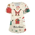 Christmas Costumes for Women Snowflake Print Medical Scrub Shirts Short