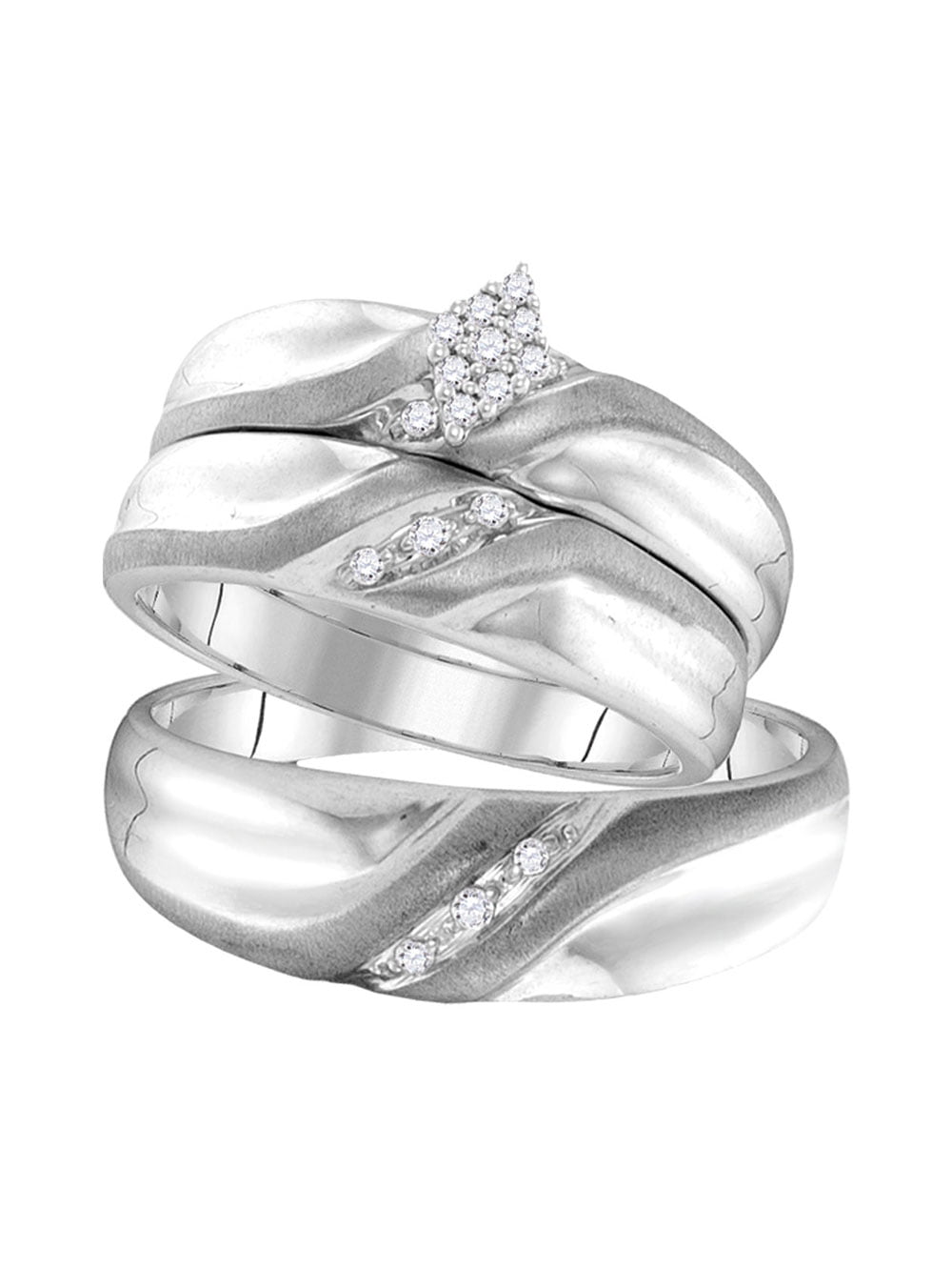 AA Jewels Solid 10k White Gold His and Hers Round