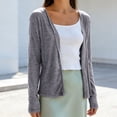 thumbnail image 5 of Craaazy Women's Lightweight Cardigan Loose Fit Open Front V Neck Long Sleeve Summer Casual Button Down Shirts Gifts, 5 of 5