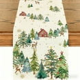 thumbnail image 1 of Herunwer Xmas Trees Snowflake Christmas Table Runner, Seasonal Winter Blue Kitchen Dining Table Decoration for Home Party Decor, 1 of 6