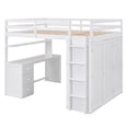 thumbnail image 3 of Full size Loft Bed with Drawers,Desk,and Wardrobe-White, 3 of 13
