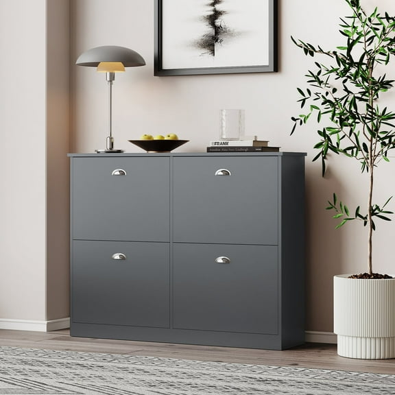 Dtwnek Shoe Cabinet with 4 Drawers, Slim Shoe Rack Cabinet for Entryway, Hallway, Bedroom, Living Room, Gray