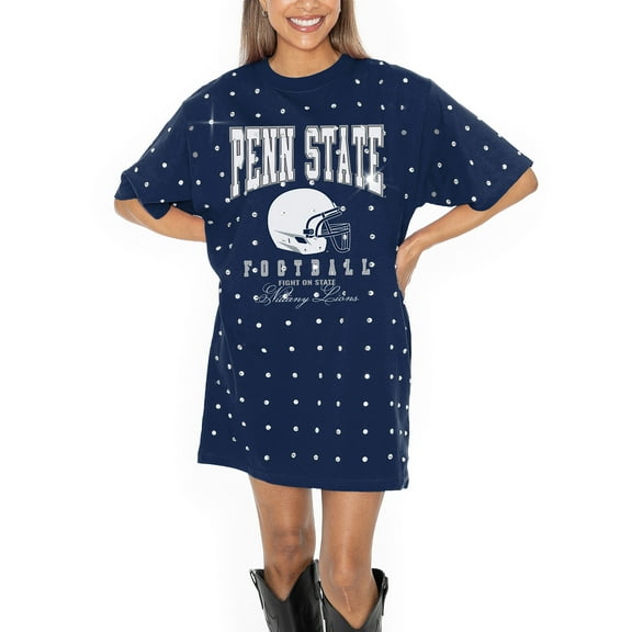 Women's Gameday Couture Navy Penn State Nittany Lions Allover Rhinestone T-Shirt Dress