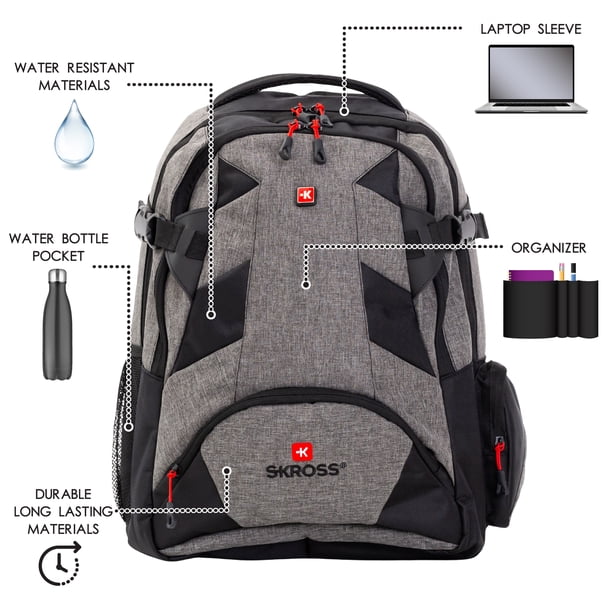 悠*様 everyone back logo og border long S SKROSS School Backpack with Padded Straps and Laptop Pocket